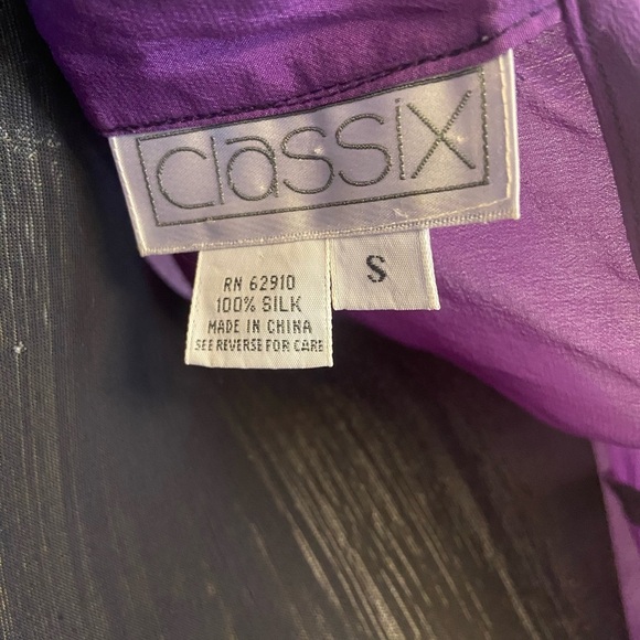 Vintage Classix Short Sleeve Purple Silk Blouse Small - Picture 12 of 13